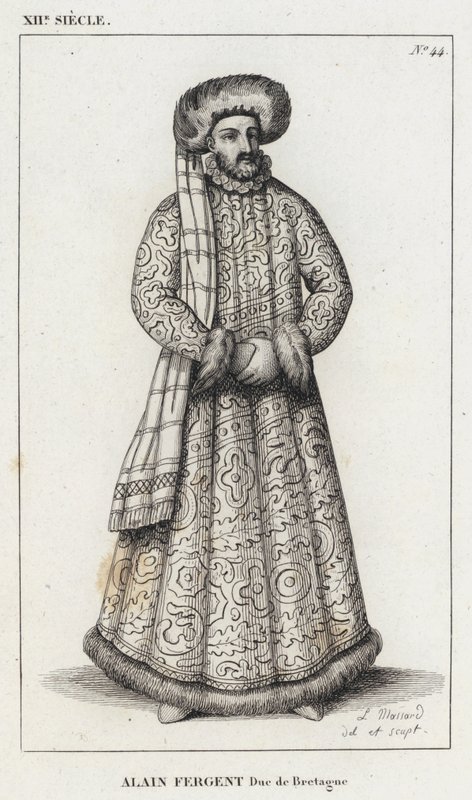 XII Siglo, Alain Fergent, Duque de Bretaña (grabado) de French School