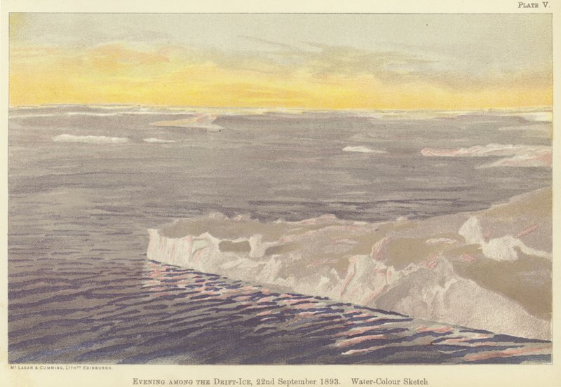 Tarde entre el hielo a la deriva, 22 de septiembre de 1893 de Fridtjof Nansen