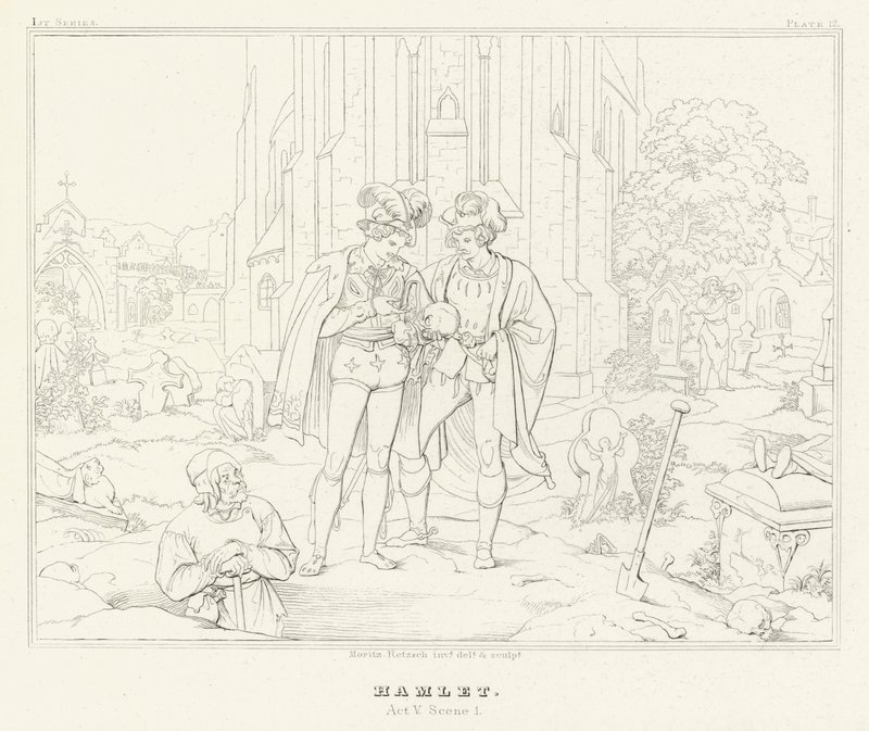 Hamlet, Acto V, Escena 1 (grabado) de Friedrich August Moritz Retzsch