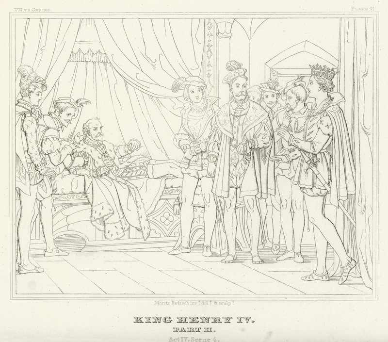 Rey Enrique IV, Parte II, Acto IV, Escena 4 (grabado) de Friedrich August Moritz Retzsch