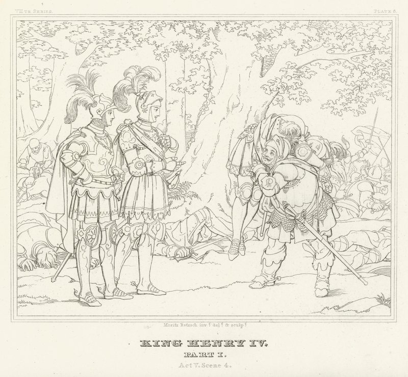 El Rey Enrique IV, Parte I, Acto V, Escena 4 (grabado) de Friedrich August Moritz Retzsch