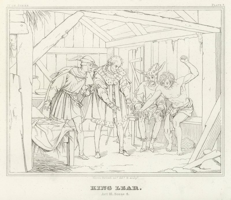 Rey Lear, Acto III, Escena 6 (grabado) de Friedrich August Moritz Retzsch