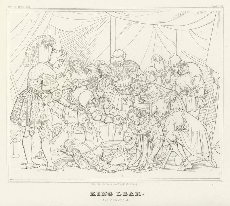 El Rey Lear, Acto V, Escena 3 (grabado) de Friedrich August Moritz Retzsch