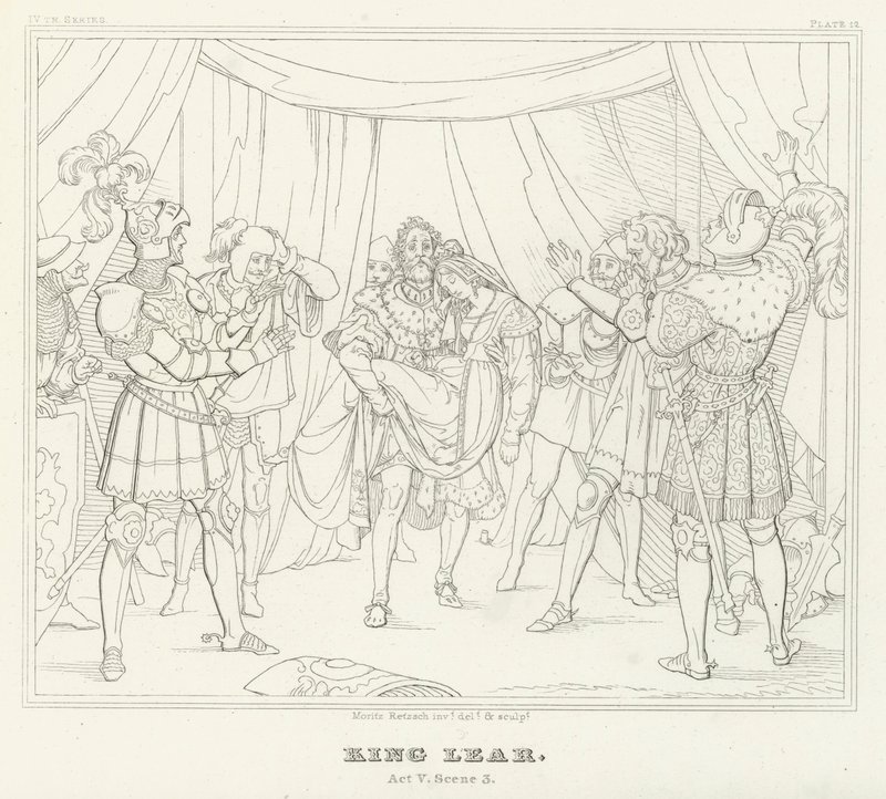 Rey Lear, Acto V, Escena 3 (grabado) de Friedrich August Moritz Retzsch