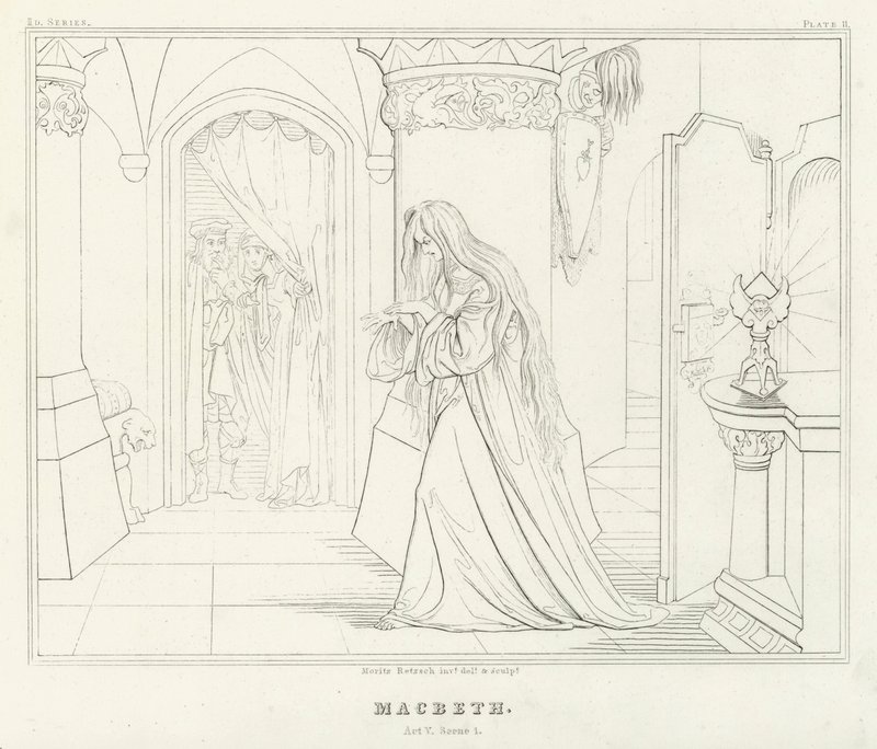 Macbeth, Acto V, Escena 1 de Friedrich August Moritz Retzsch