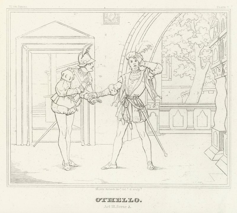 Otelo, Acto III, Escena 3 (grabado) de Friedrich August Moritz Retzsch