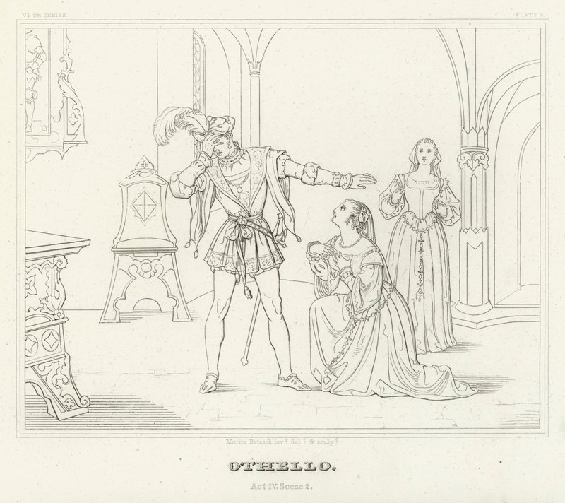 Otelo, Acto IV, Escena 2 (grabado) de Friedrich August Moritz Retzsch