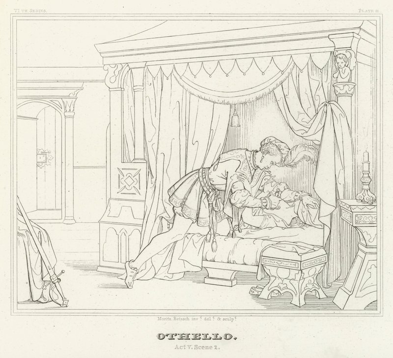Otelo, Acto V, Escena 2 (grabado) de Friedrich August Moritz Retzsch