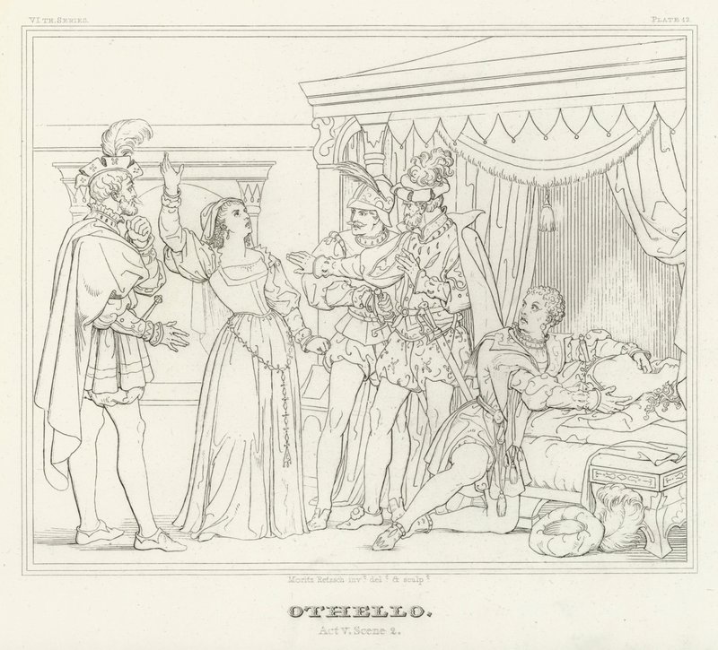 Otelo, Acto V, Escena 2 (grabado) de Friedrich August Moritz Retzsch
