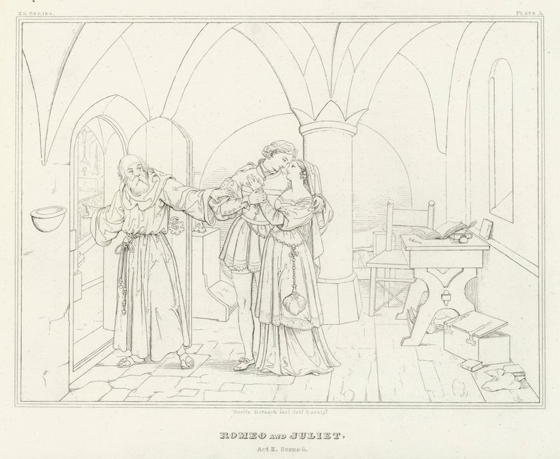 Romeo y Julieta, Acto II, Escena 6 de Friedrich August Moritz Retzsch