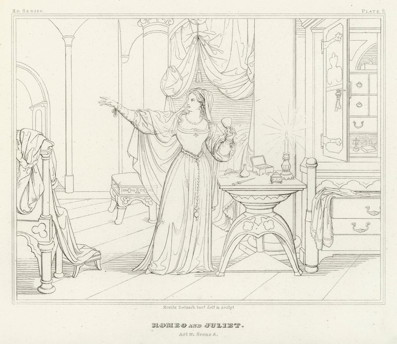 Romeo y Julieta, Acto IV, Escena 3 de Friedrich August Moritz Retzsch
