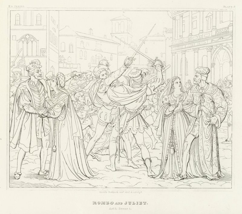 Romeo y Julieta, Acto I, Escena 1 de Friedrich August Moritz Retzsch