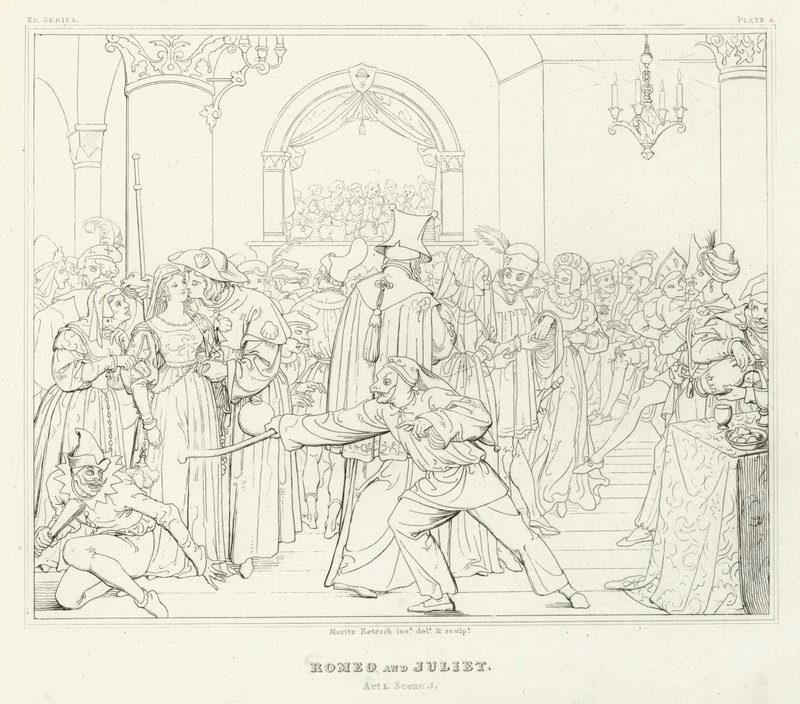 Romeo y Julieta, Acto I, Escena 5 de Friedrich August Moritz Retzsch