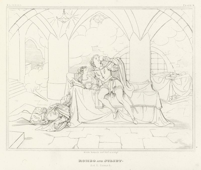 Romeo y Julieta, Acto V, Escena 3 de Friedrich August Moritz Retzsch