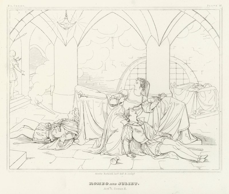 Romeo y Julieta, Acto V, Escena 3 de Friedrich August Moritz Retzsch