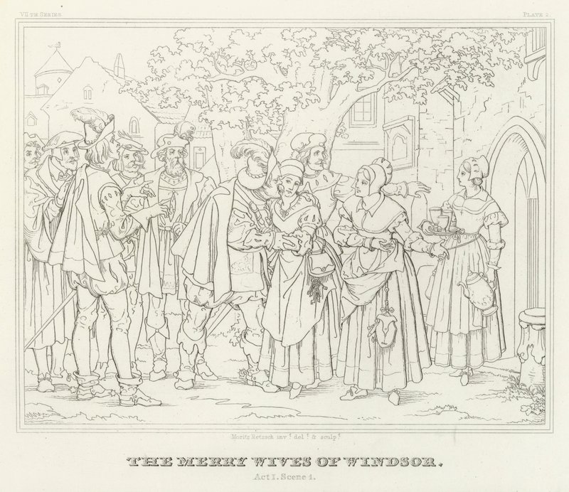 Las Alegres Comadres de Windsor, Acto I, Escena 1 de Friedrich August Moritz Retzsch