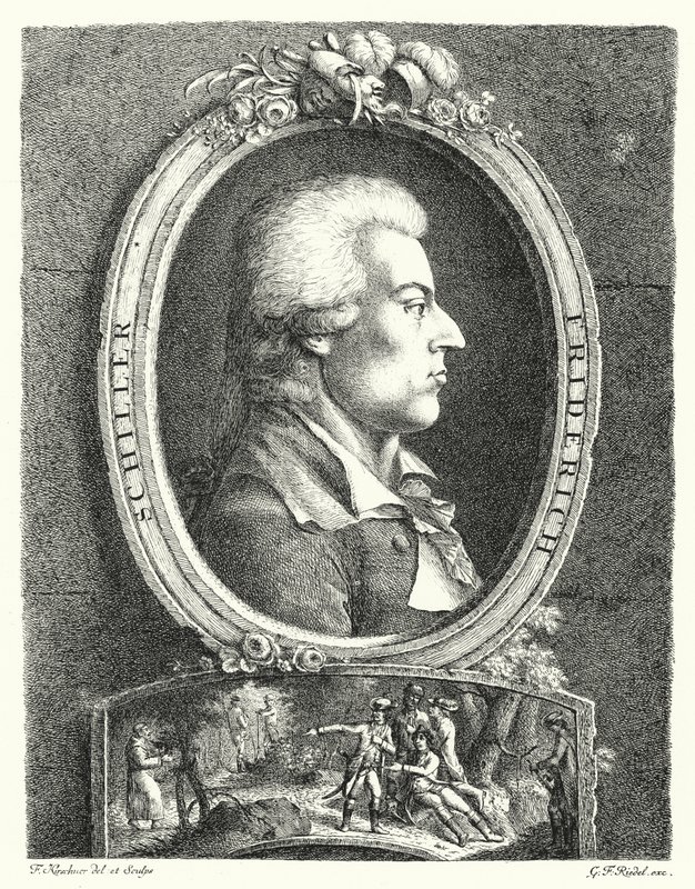 Friedrich Schiller, poeta, dramaturgo y filósofo alemán (grabado) de Friedrich Kirschner