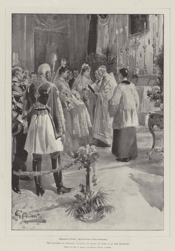 El bautismo de la princesa Yolanda de Italia el 15 de junio en el Quirinal de G.S. Amato