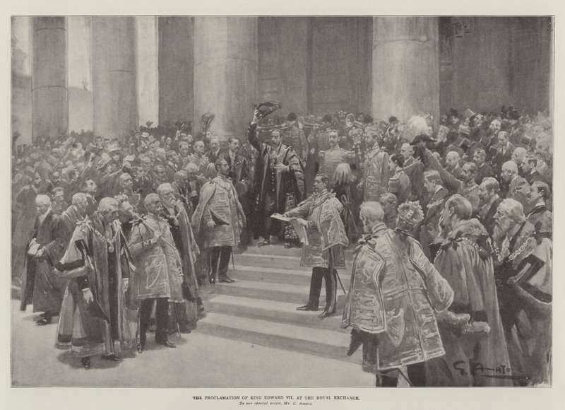 La proclamación del rey Eduardo VII, en el Royal Exchange de G.S. Amato