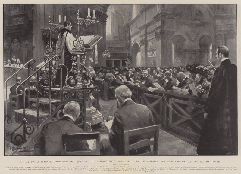 Un ayuno para un festival, Día de la Coronación, 26 de junio, el servicio de intercesión en la Catedral de San Pablo por la restauración de la salud del Rey Eduardo de G.S. Amato