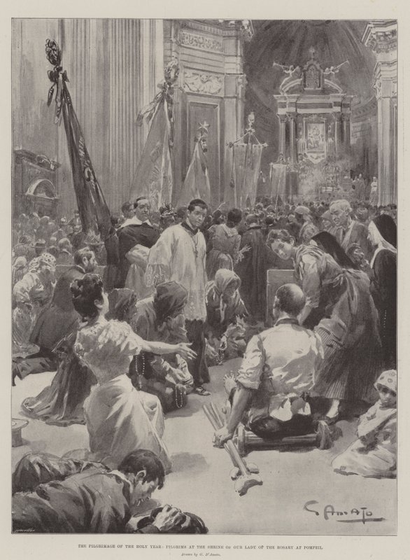 La peregrinación del Año Santo, peregrinos en el Santuario de Nuestra Señora del Rosario en Pompeya de G.S. Amato