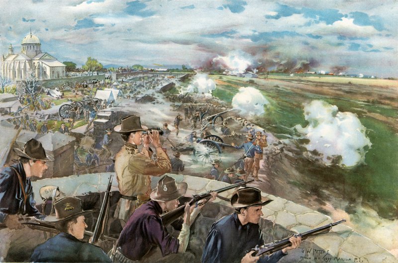 La batalla antes de Caloocan, 10 de febrero de 1899 - Vista desde la iglesia china de G. W. Peters