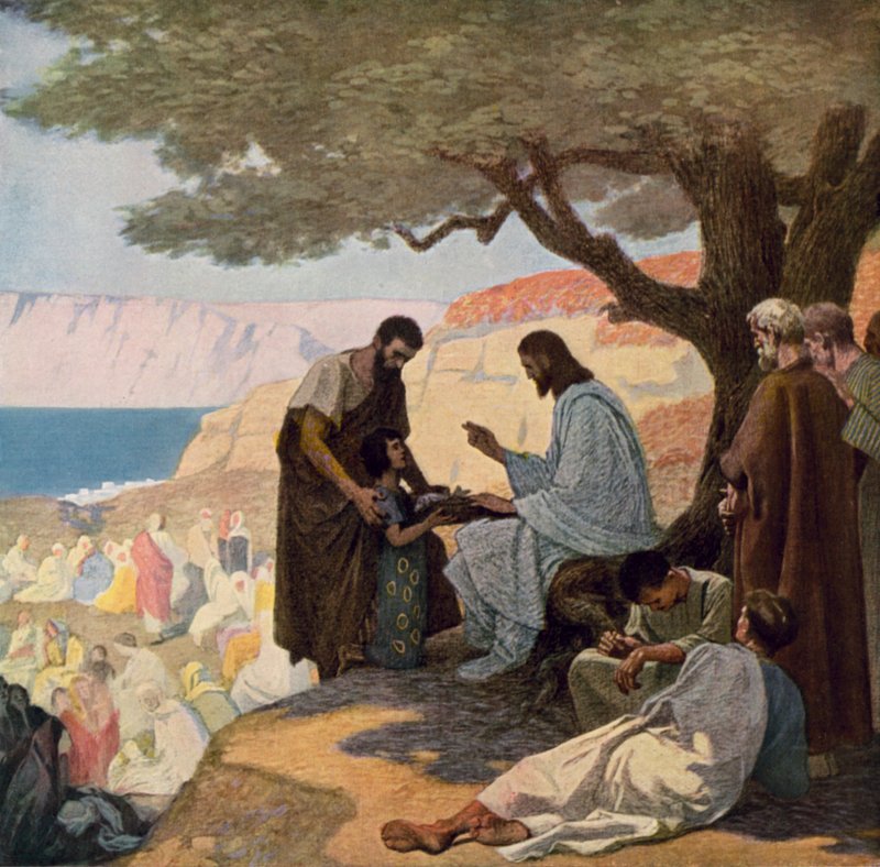 Jesús y el milagro de la multiplicación de los panes y los peces de Gebhard Fugel