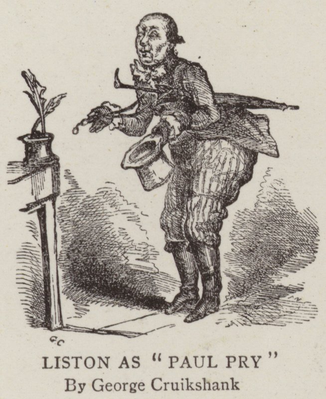Liston como Paul Pry de George Cruikshank