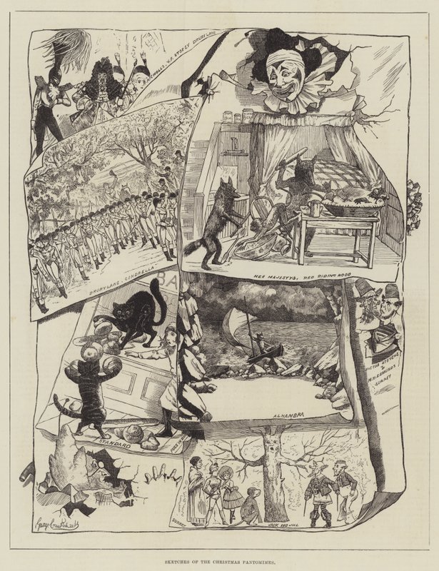Bocetos de las pantomimas navideñas de George Cruikshank