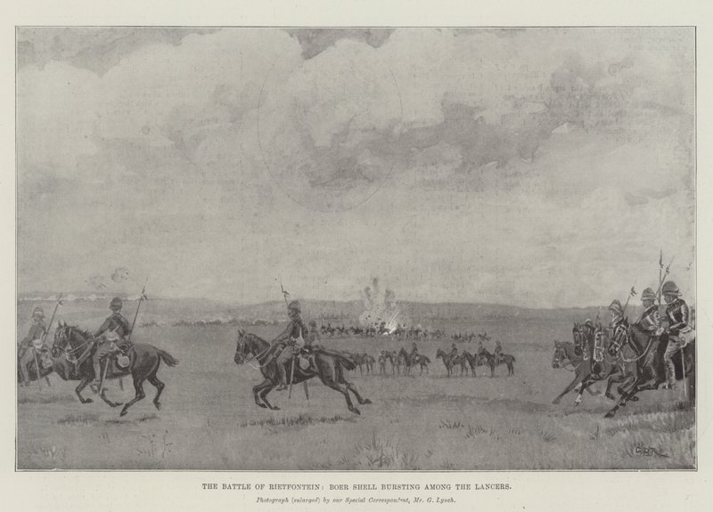 La Batalla de Rietfontein, Explosión de un Proyectil Boer entre los Lanceros de George Derville Rowlandson