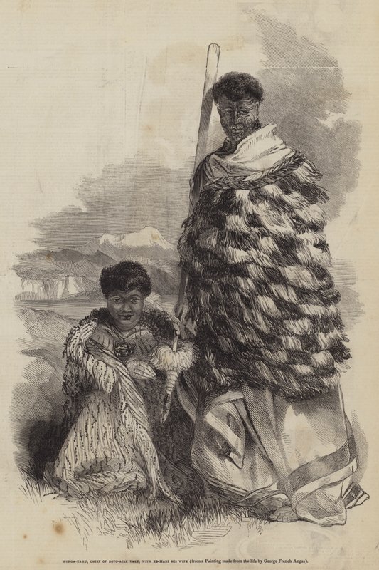 Munga-Kahu, Jefe del Lago Roto-Aire, con Ko-Mari su Esposa de George French Angas