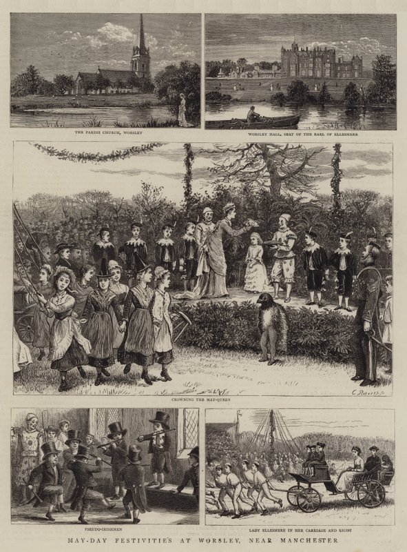 Festividades del Primero de Mayo en Worsley, cerca de Manchester de George Goodwin Kilburne
