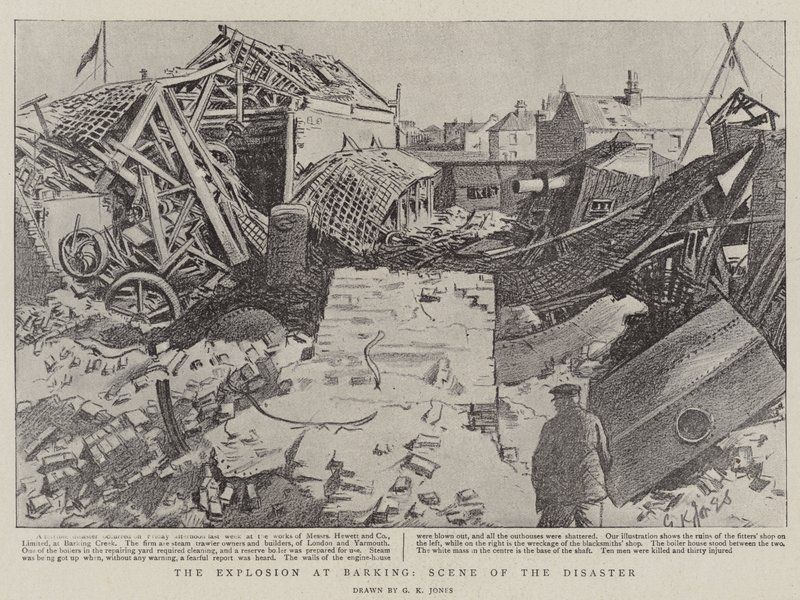 La Explosión en Barking, Escena del Desastre de George Kingston Jones