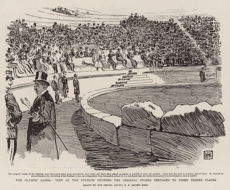 Los Juegos Olímpicos, Vista del Estadio mostrando las Piedras Originales restauradas en sus Lugares Correctos de George Percy Jacomb Hood