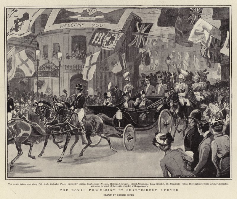 La Procesión Real en Shaftesbury Avenue de George Soper