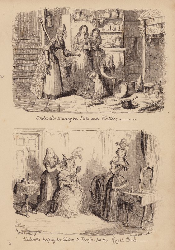 Cenicienta y el zapato de cristal (grabado) de George (after) Cruikshank
