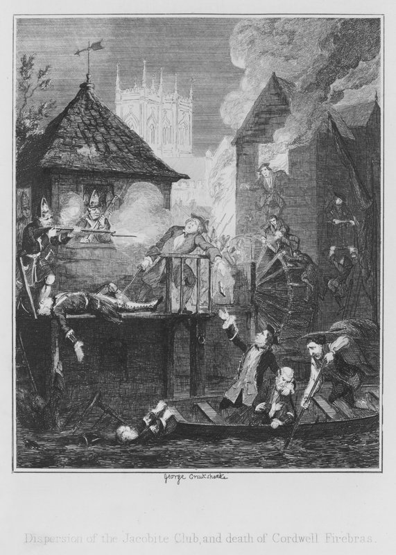 Dispersión del Club Jacobita y muerte de Cordwell Firebras de George (after) Cruikshank