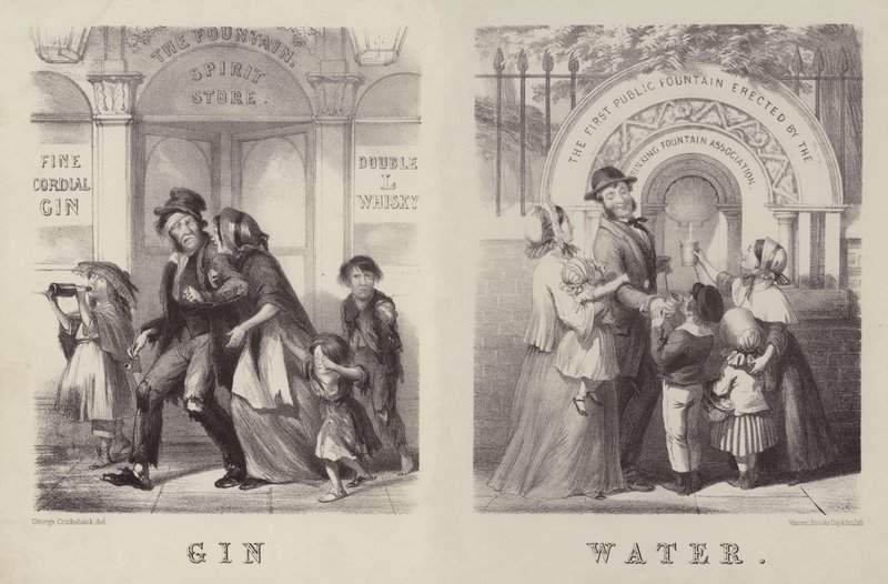 Ginebra y agua (grabado) de George (after) Cruikshank