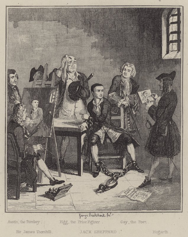 Ilustración para Jack Sheppard de George (after) Cruikshank