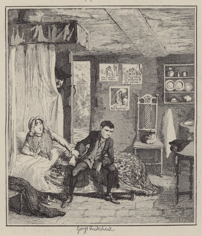 Ilustración para Jack Sheppard de George (after) Cruikshank