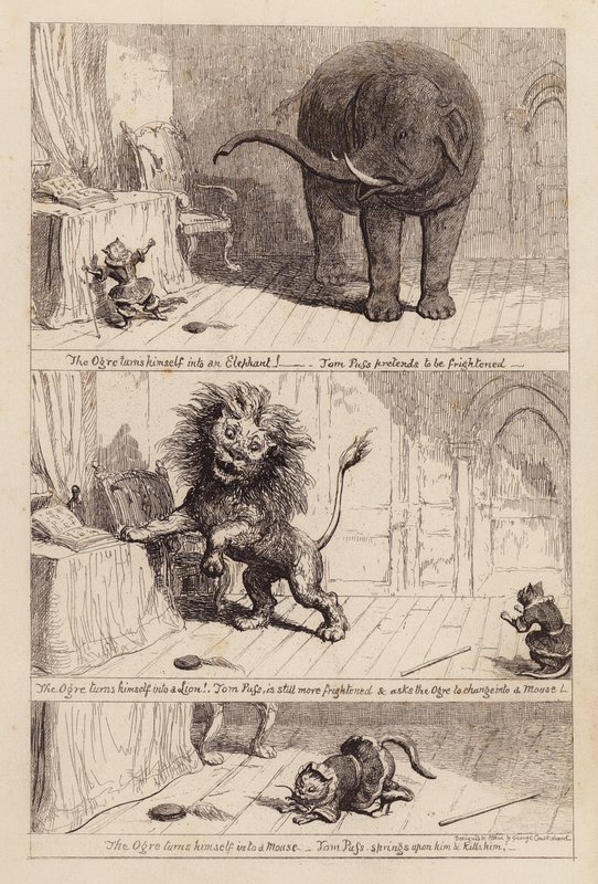 El Gato con Botas (grabado) de George (after) Cruikshank