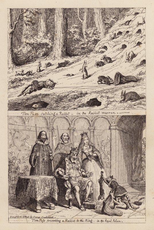 El Gato con Botas (grabado) de George (after) Cruikshank
