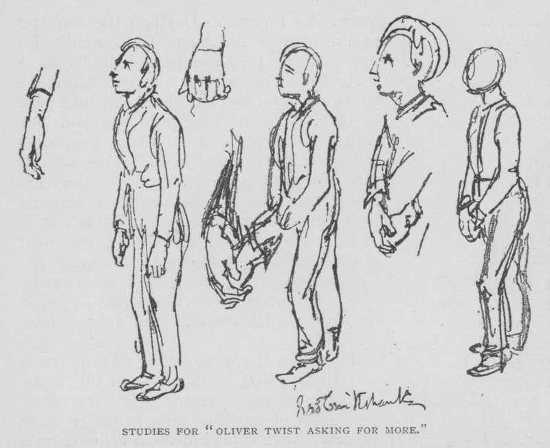 Estudios para "Oliver Twist pidiendo más" (grabado) de George (after) Cruikshank