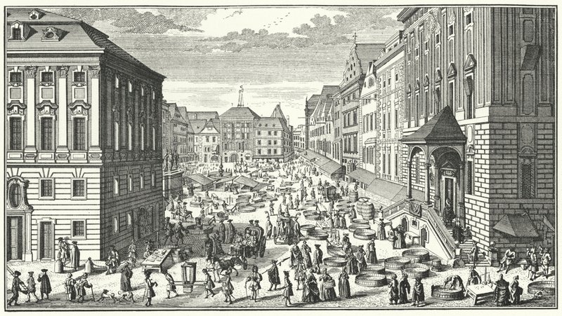 Una vista de Viena en el año 1725 de George (after) Du Maurier
