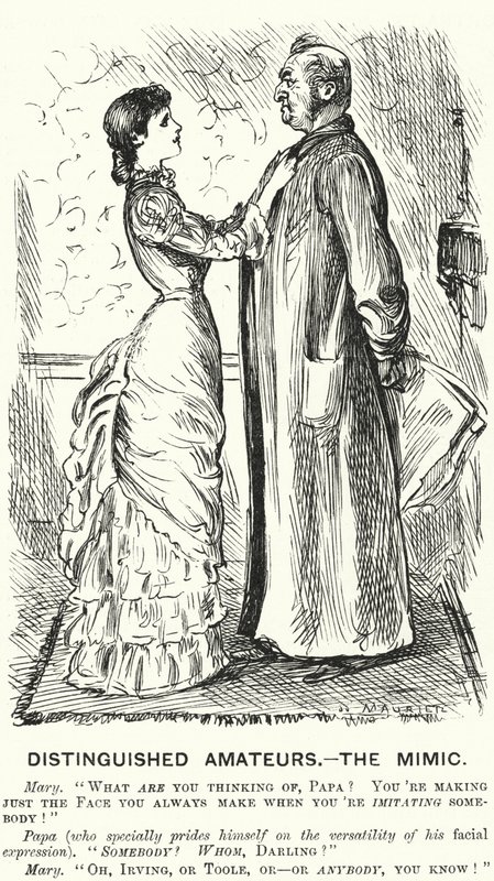 Caricatura de Punch: Aficionados distinguidos - el Mimo (grabado) de George (after) Du Maurier