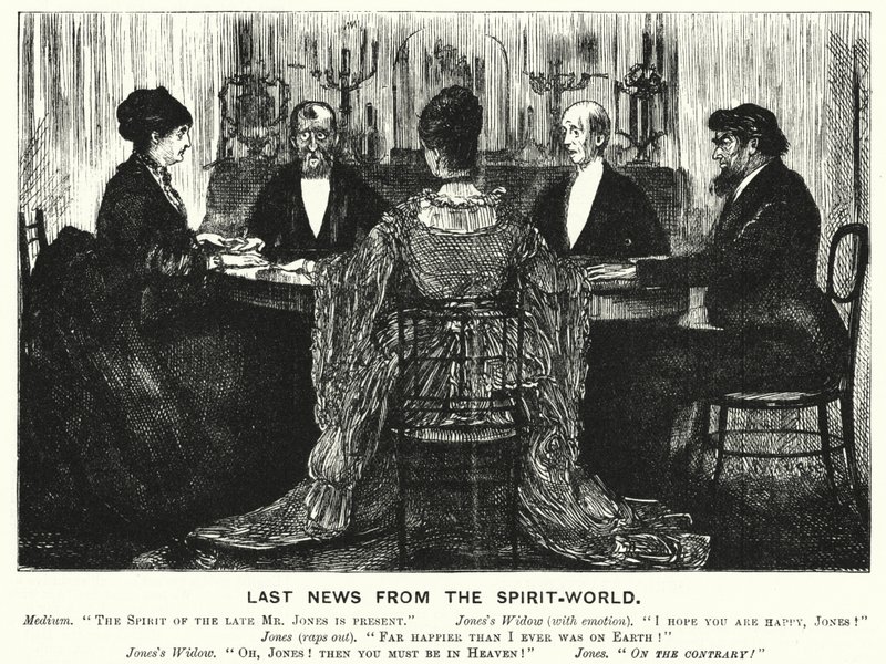 Caricatura de Punch: Últimas Noticias del Mundo de los Espíritus de George (after) Du Maurier