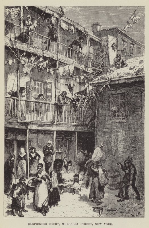 Corte de recogedores de trapos, Mulberry Street, Nueva York de George Augustus Sala