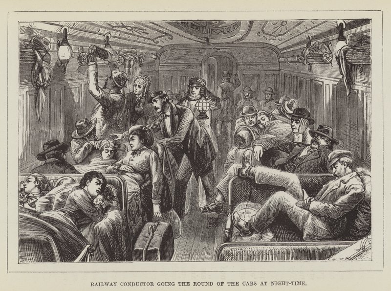 El conductor del tren haciendo la ronda de los coches por la noche de George Augustus Sala