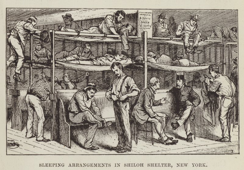 Arreglos para dormir en Shiloh Shelter, Nueva York de George Augustus Sala