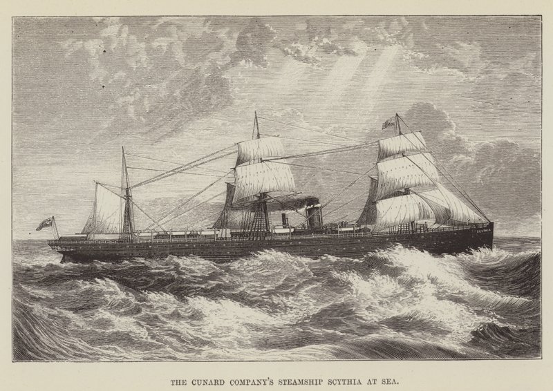 El barco de vapor Scythia de la compañía Cunard en el mar de George Augustus Sala